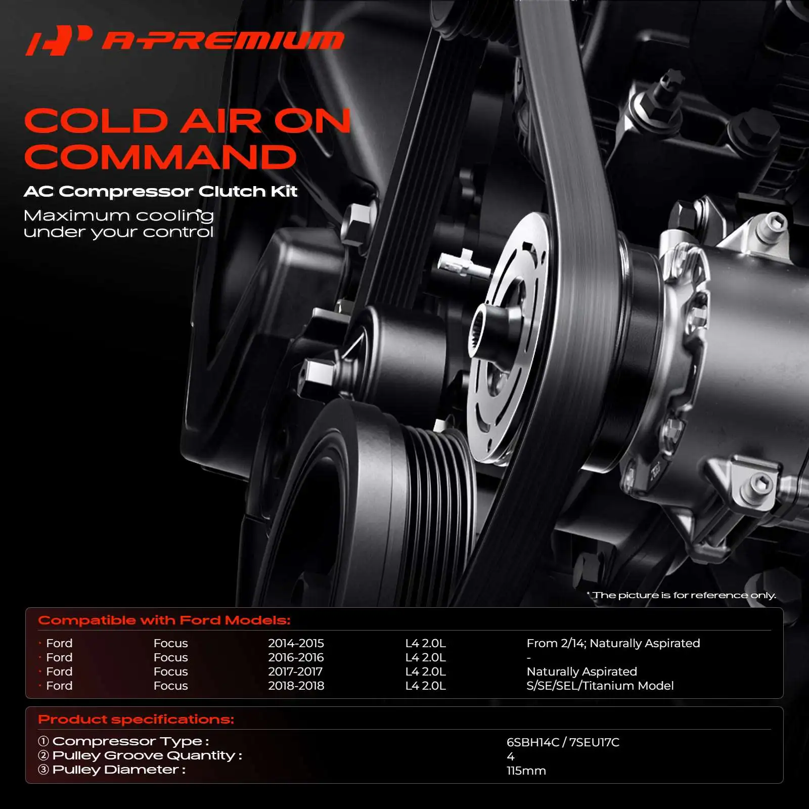 A-Premium AC Compressor Clutch Kit for Ford Focus 2014 2015 2016 2017 2018