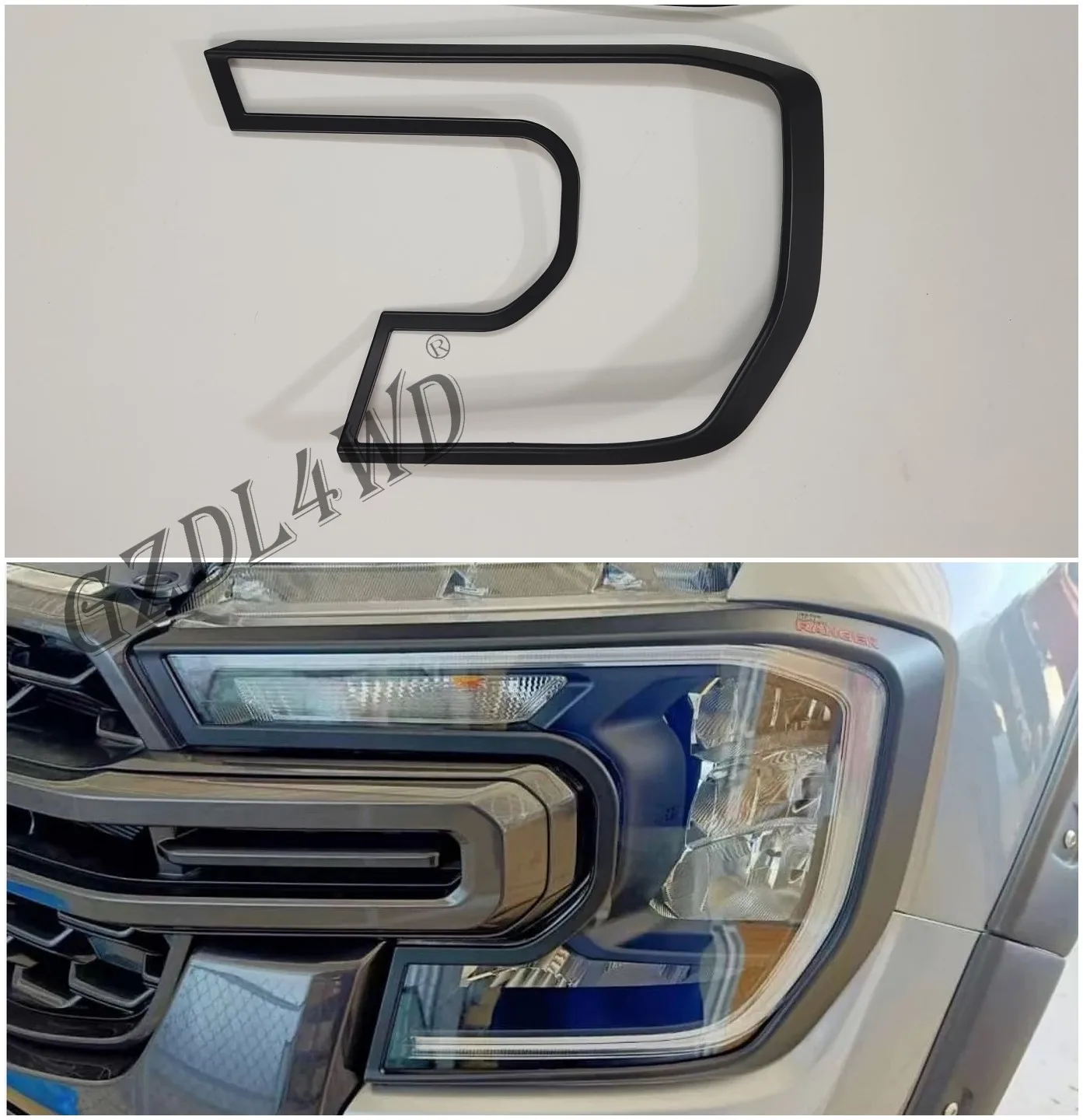 

Embellecedor de cubierta de faro delantero negro mate para Ford Ranger Raptor Next Gen 2022 2023, modelo 4X4, accesorios de esti