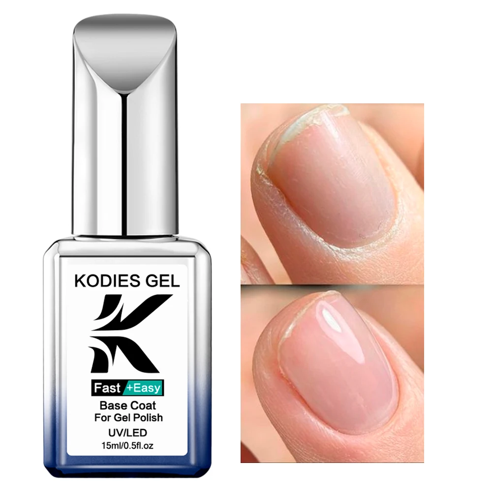 Kodies เจลเคลือบฐานเจลเคลือบเงาแบบติดแน่น, เคลือบแบบกึ่งถาวรเคลือบ UV/ไฟ LED เจลเคลือบเงาสำหรับทำเล็บ