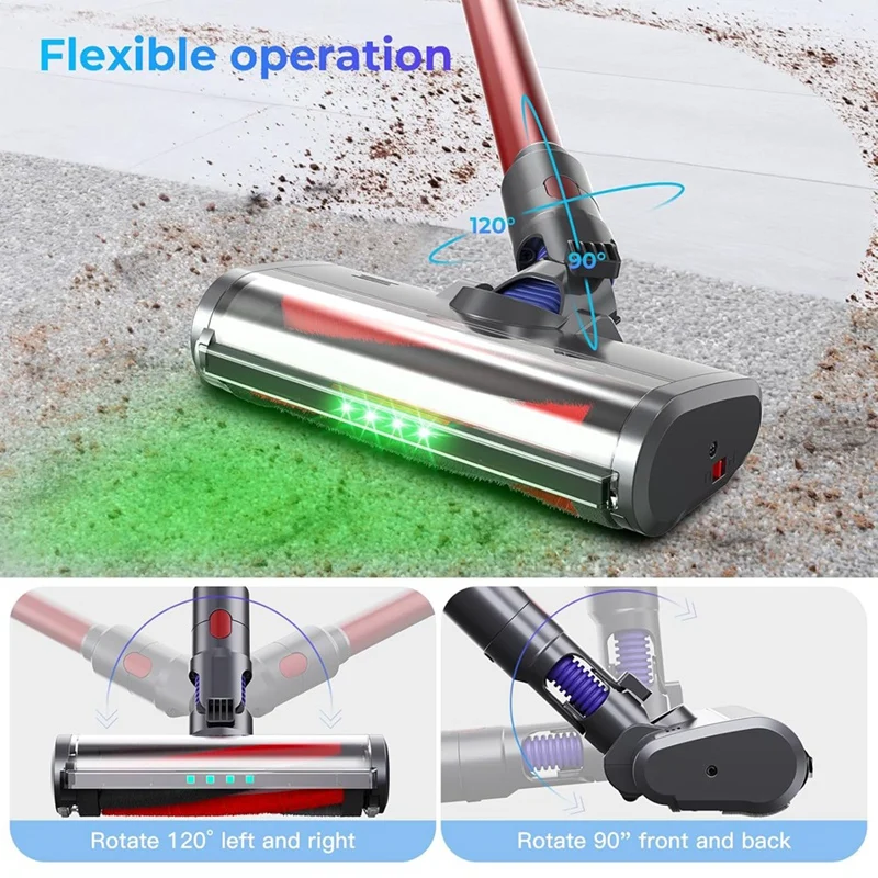 Hardwood Floor Attachment  For Dyson V7 V8 V10 V11 V15  Vacuum Cleaners With LED Headlights Bristle Roller Brush Head