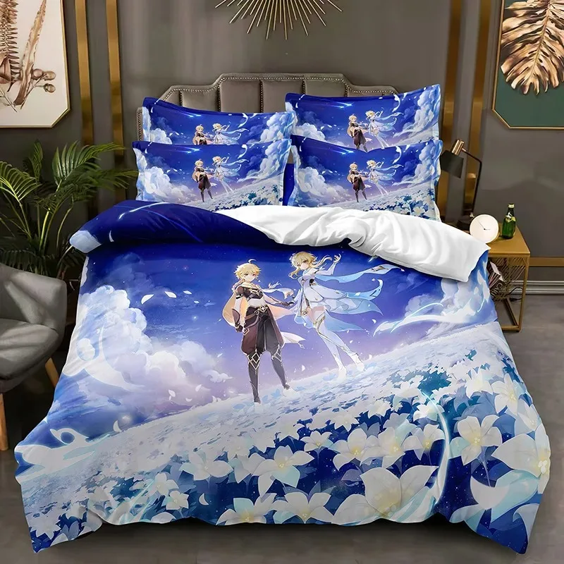 Games Genshin Impact Bedding Set Hot Sale Game Scaramouche Duvet Cover Sets For children boys and girls 3D Print Quilt cover