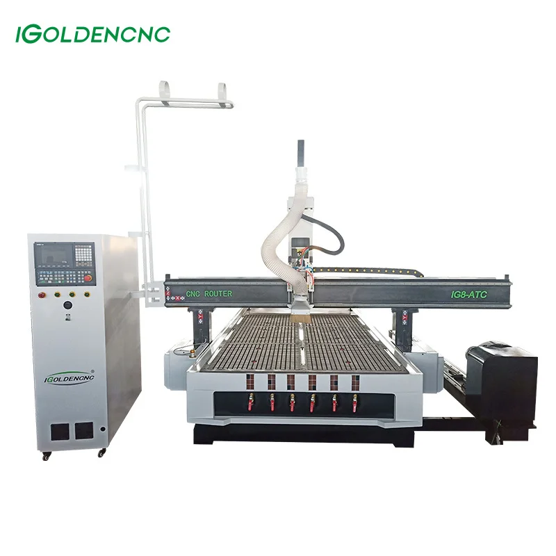 4 Axis 1530 4*8Ft Cnc Router Atc Automatic 3D Wood Carving Kitchen Cabinet Door Making Machines With Rotary Axis And Swing Head
