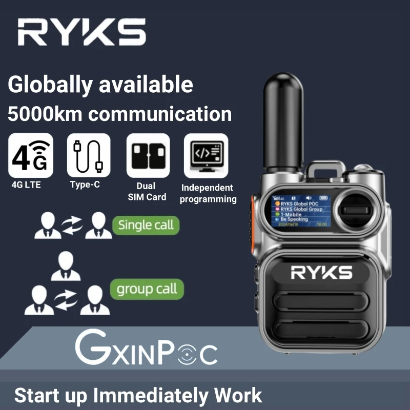 4G Walkie Talkie 5000Km With Sim Card Radio 199Ch  Single Call Group Call Type-C Charger Camping For Global Ptt Walkie 2025