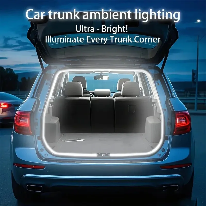 LED Car Trunk Light Strip Automatic On/Off Sensor Ambient Light Bar Waterproof Concealed Installation for Auto Decor Accessories