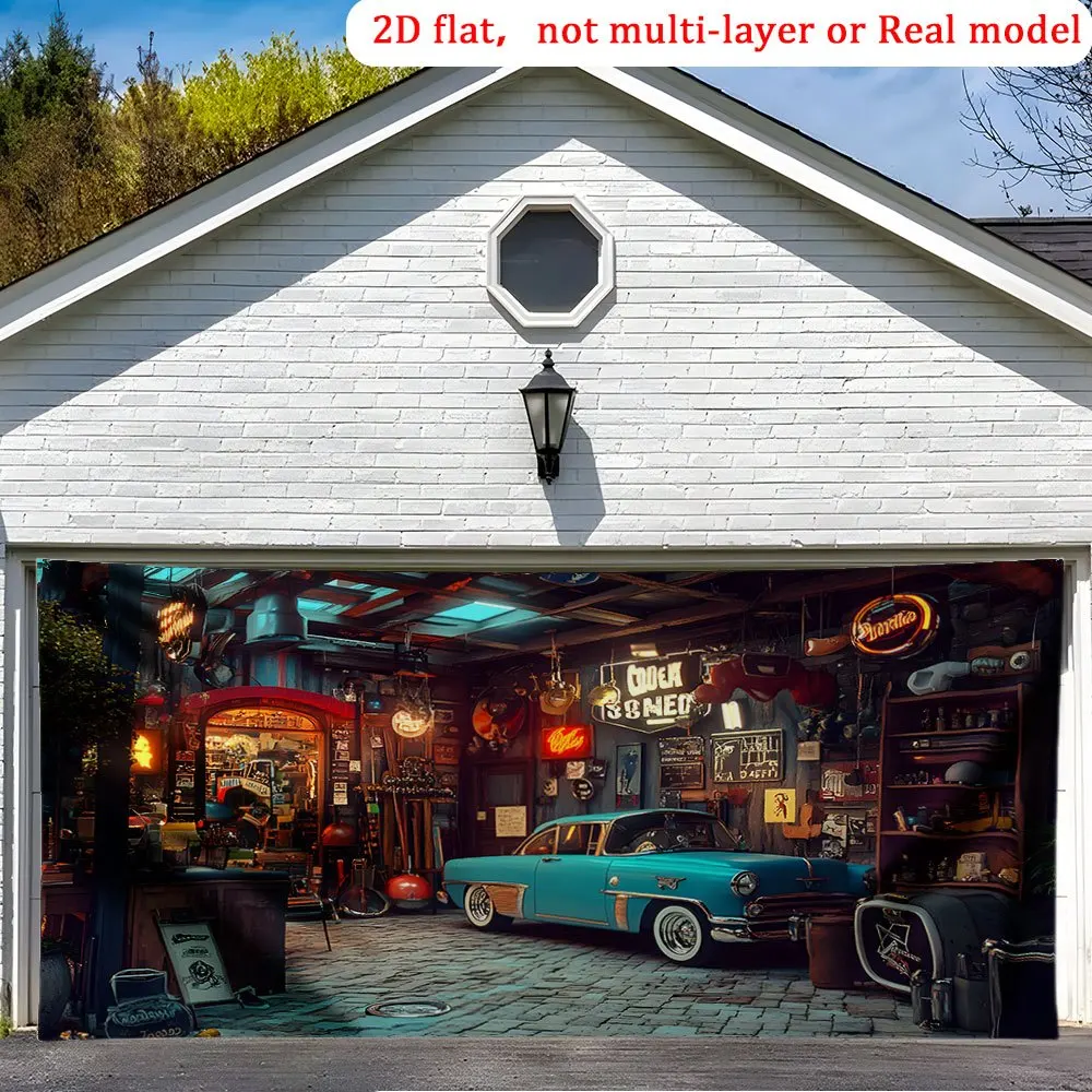 Vintage Diner Scene Wall Tapestry Retro American Cafe Style Pop Art Decor for Man Cave Barroom