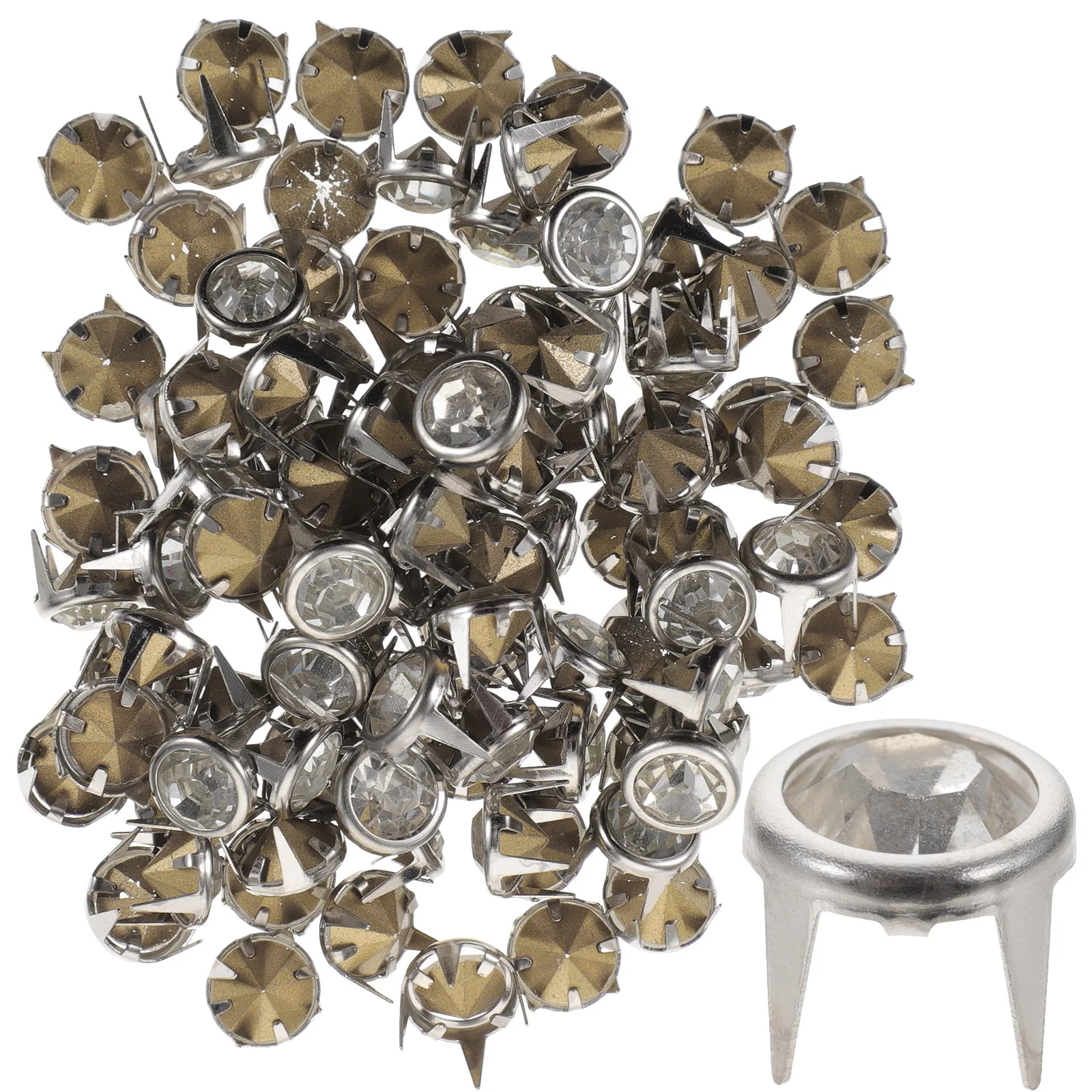 100Pcs Kristal Hiasan Kuku Rivet Cakar Berlian Imitasi DIY Kerajinan Tas Sepatu Aksesoris Fashion Spikes