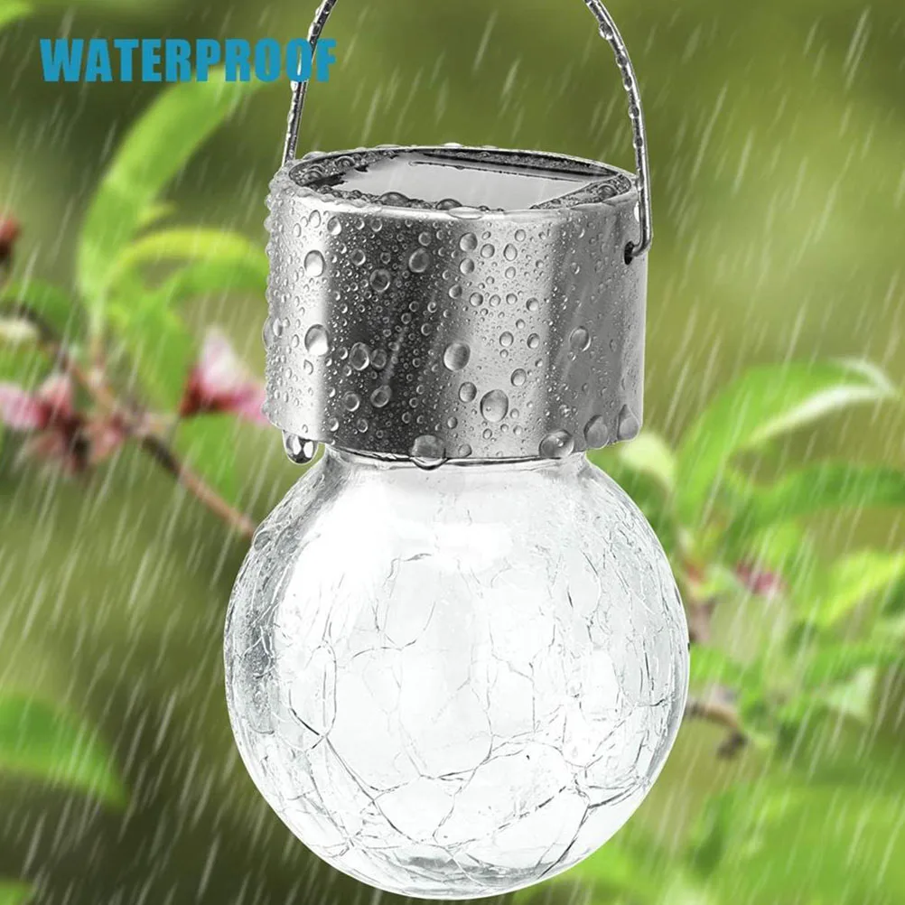 

8 Pcs Garden Glass Ball Chandelier Solar Lights for outside Crack Lamp Water Proof Man