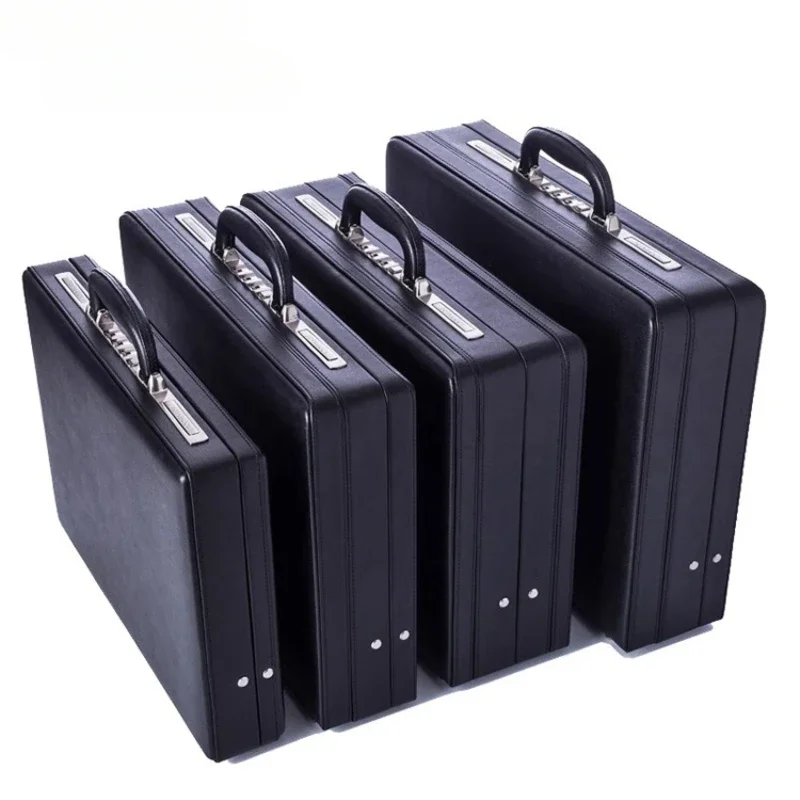 First layer cowhide briefcase, business classic suitcase, male and female password, computer case, file bag, cash box