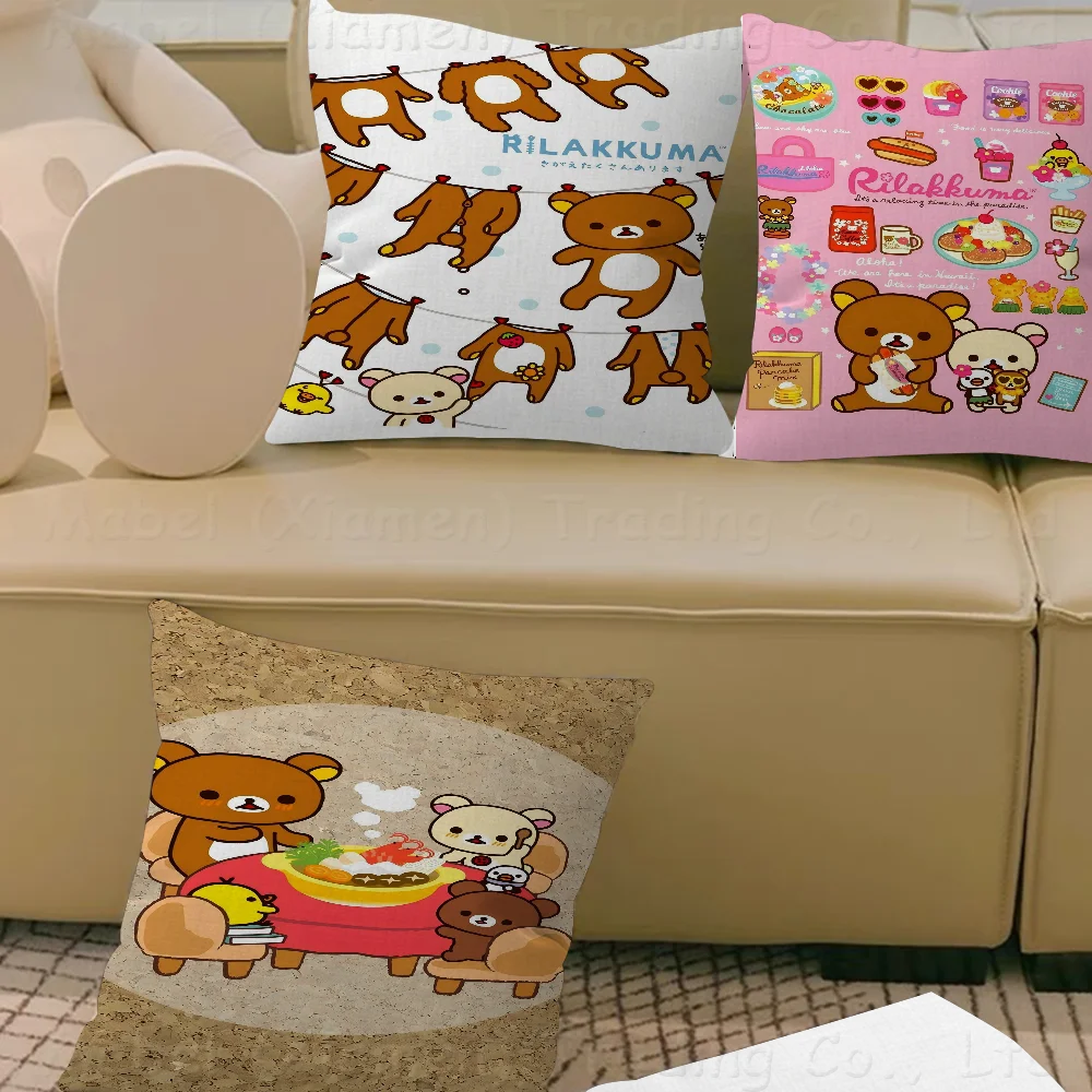 Cute Cartoon RilakkumaPillow Covers Cartoon Sofa Decorative Home Double-sided Printing Short Plush Cute Cushion Cover