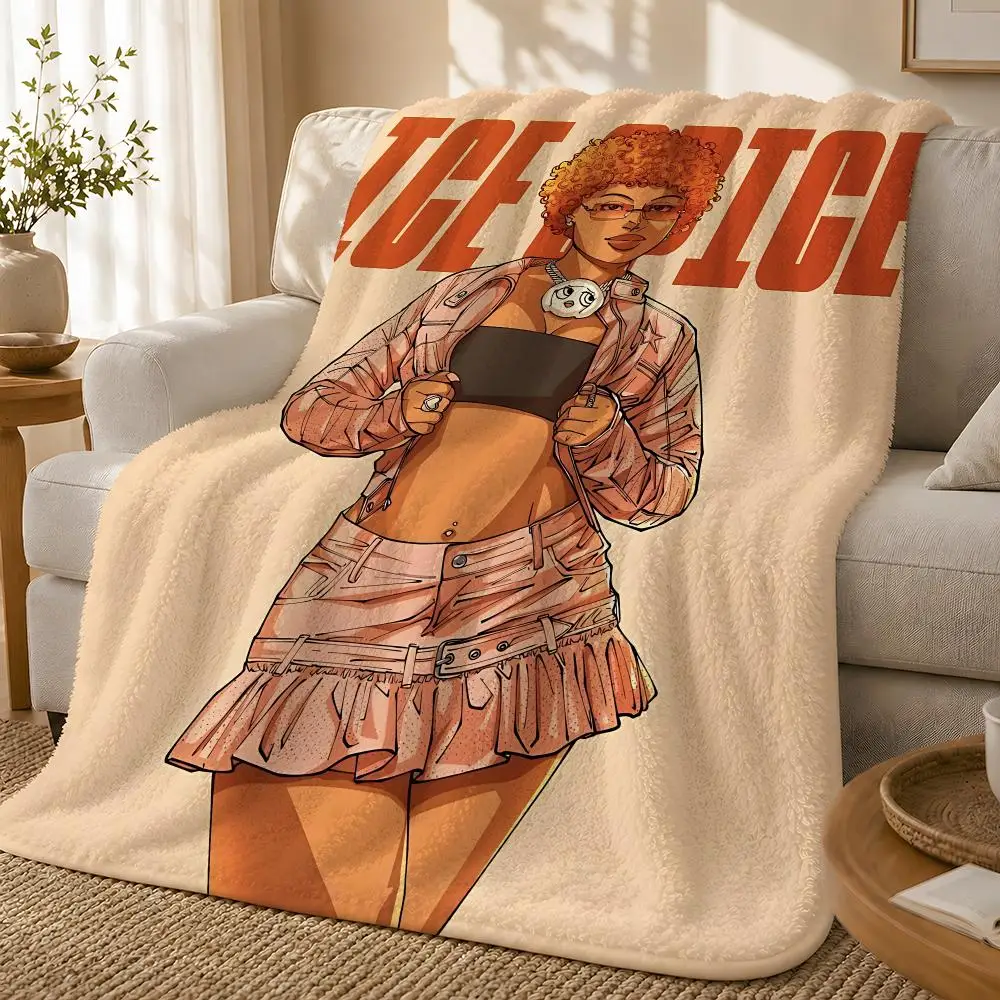 Rapper I-Ice Spice Throw 1pc Flannel Blanket Soft Lightweight Warm Cozy For Bedroom Sofa Bed