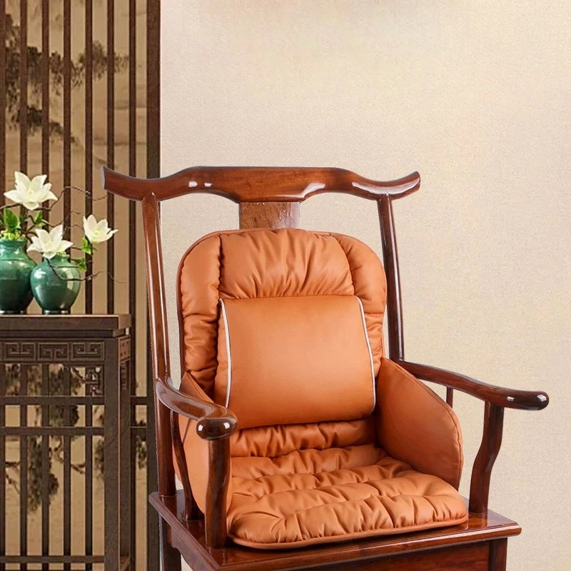Solid Wood Dining Chair Cushion, Redwood Tea Chair Pad, Circle Armchair Back Cushion, Adjustable Lumbar Pillow Non Slip