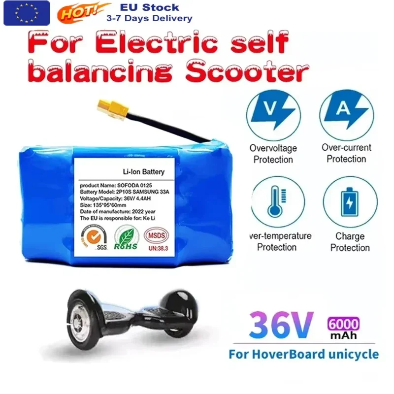 Image of Original 36 V 4,4 Ah wiederaufladbare Lithium-Batterie 10S2P 4400 mAh 18650 elektrische selbstausgleichende Roller-Hoverboard-Batterien