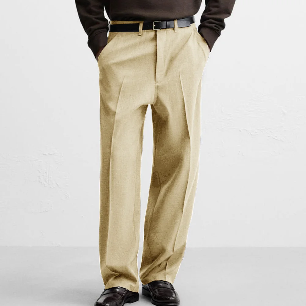 

Mens Tapered Suit Pants Business Casual Office Wear Blended Fabric Comfortable Breathable Trousers Stretch Formal Slim Fit Attir