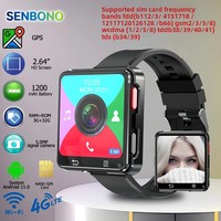 SENBONO Men's Smart Watch Android 11.0 OS Smartwatch 2.64 inch 4G Mini Phone MTK6739 500W Dual Camera 1200mAH Battery Wifi GPS