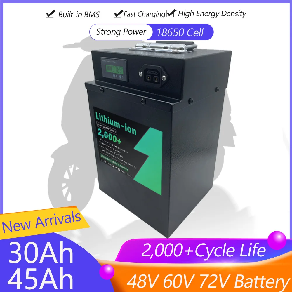 SEENRUY Lithium li ion Battery Pack 48V 60V 72V 30Ah 40Ah 45Ah Scooter Motorcycle Built-in BMS For 2000W 3000W Electric Bike