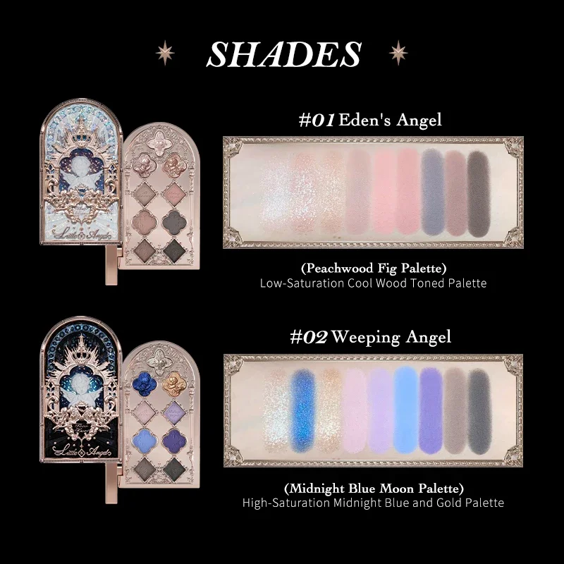 Flower Knows Little Angel Collection 9 Color Eye shadow Palette Matte Glow Shimmer Weeping Angel Midnight Blue Moon Palette