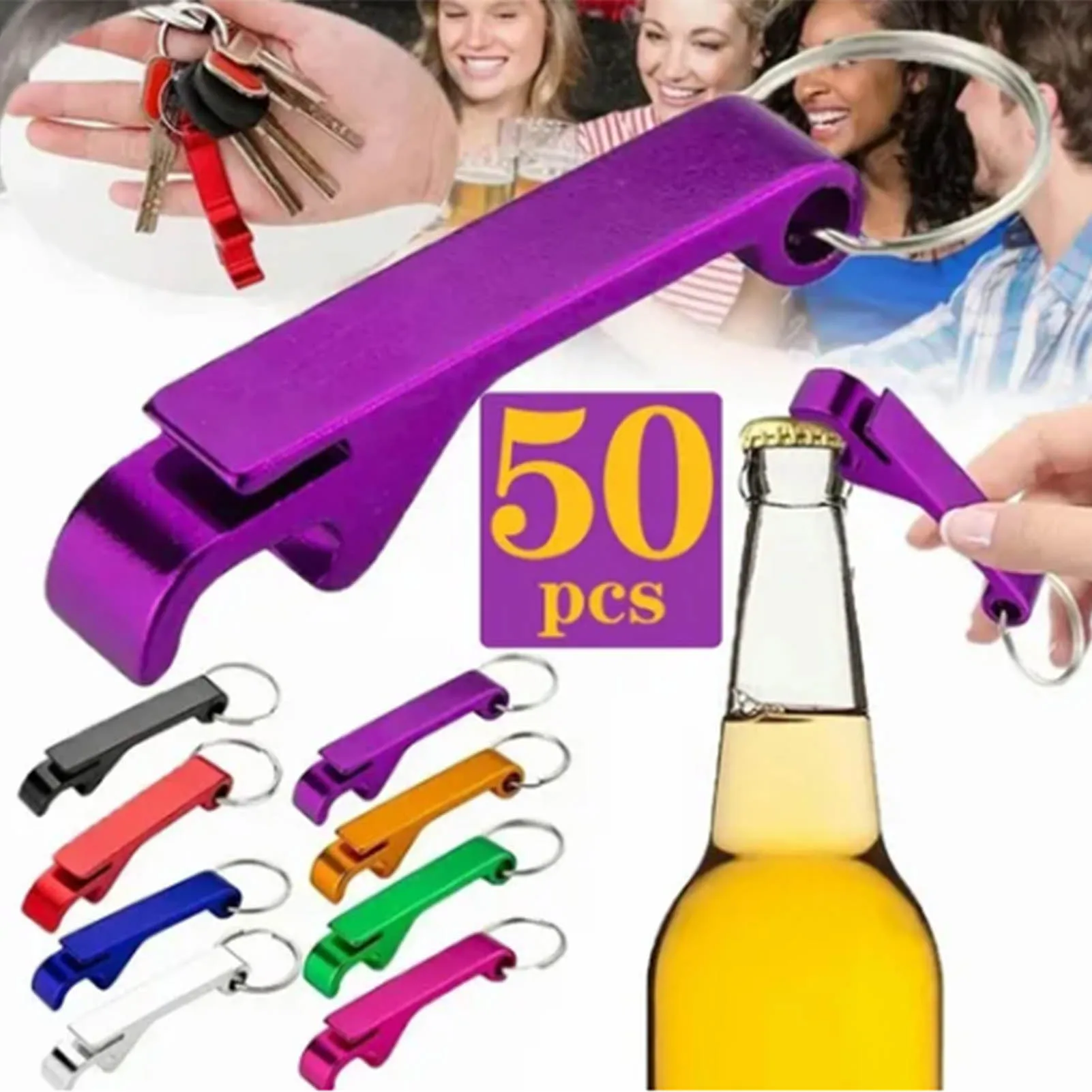 

Portable Pocket Bottle Opener, Aluminum Alloy Bottle Opener - 50pcs Keychain Mini Openers for Beer and Beverages