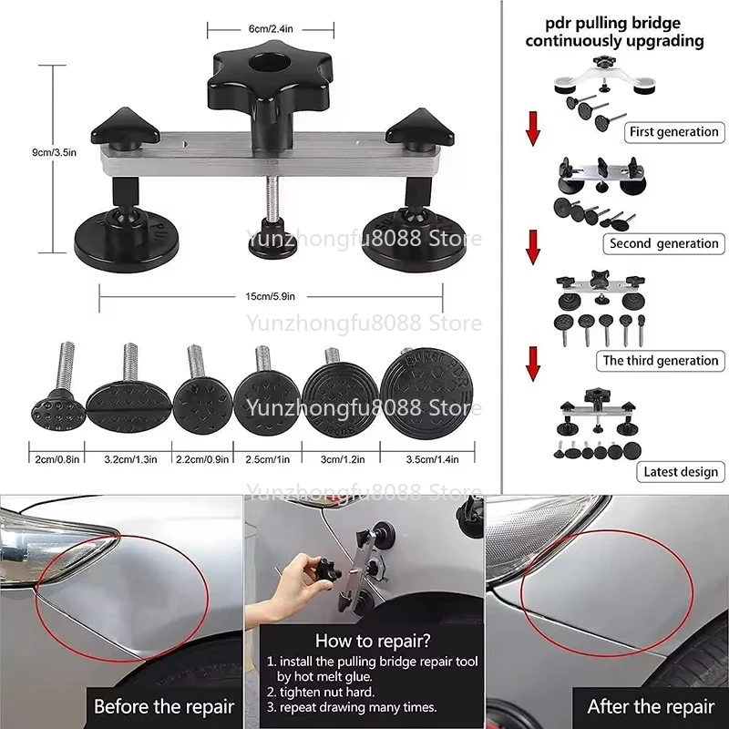 Paintless Dent Repair Kit, Auto Dents Removal Tools, Car Body Push Pull Set, No Paint Damage