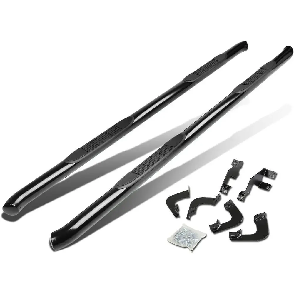 

Running Board Compatible with 2005-2020 Toyota Tacoma Double Cab, Mild Steel Side Step Rail Nerf Bars, 3" Step Bars, Black Powde