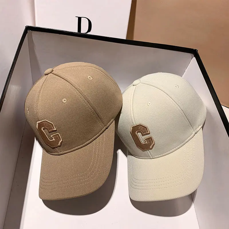 Baseballkappe mit Buchstabe C, Hardtop, vielseitiger großer Kopfumfang, hochwertige Entenschnabelkappe für Herren und Damen, neuer bestickter Hut