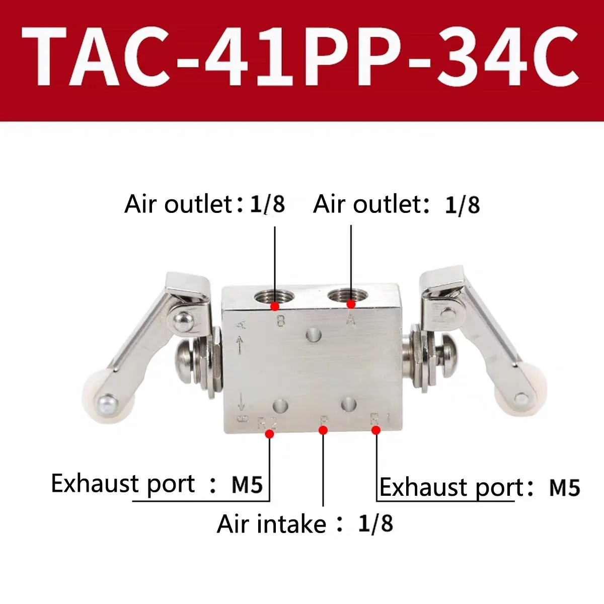 Brass nickel-plated two-way roller mechanical valve pneumatic switch TAC2-41PP-34C wheel head