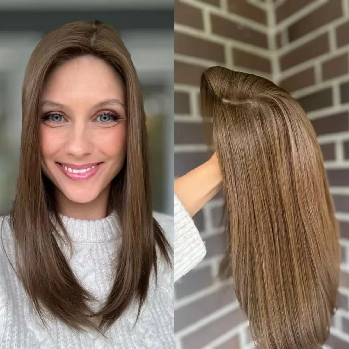 

Синтетические парики Многослойные натуральные прямые HD прозрачные кружевные парики для женщин Шоколадно-коричневые полные парики на распродаже Ежедневно используется