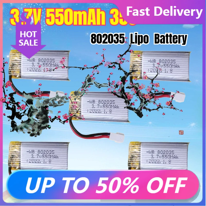 

【Fast Delivery】3.7V 550mAh 35C Lipo Battery 802035 for X4 H107 H31 KY101 E33C E33 U816A V252 H6C RC Quadcopter Drone Spare Part