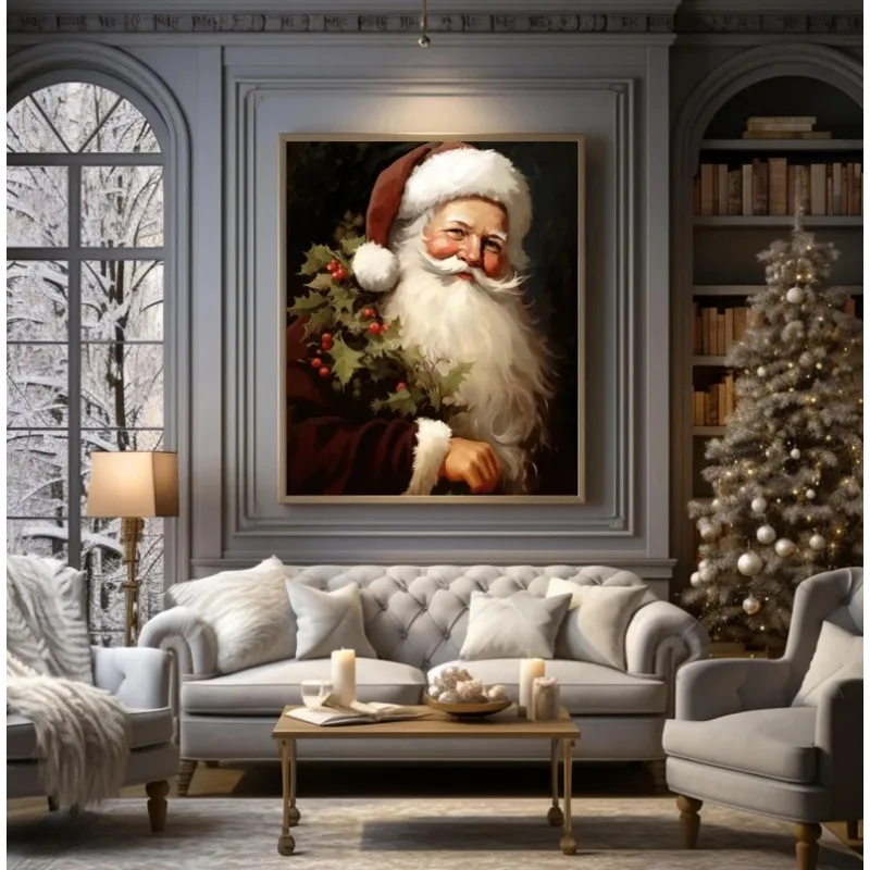 Retro Santa Christmas Artful Christmas Decore Holiday Prints Xmas Wall Art Seasonal Wall Art Xmas Decor-print Santa