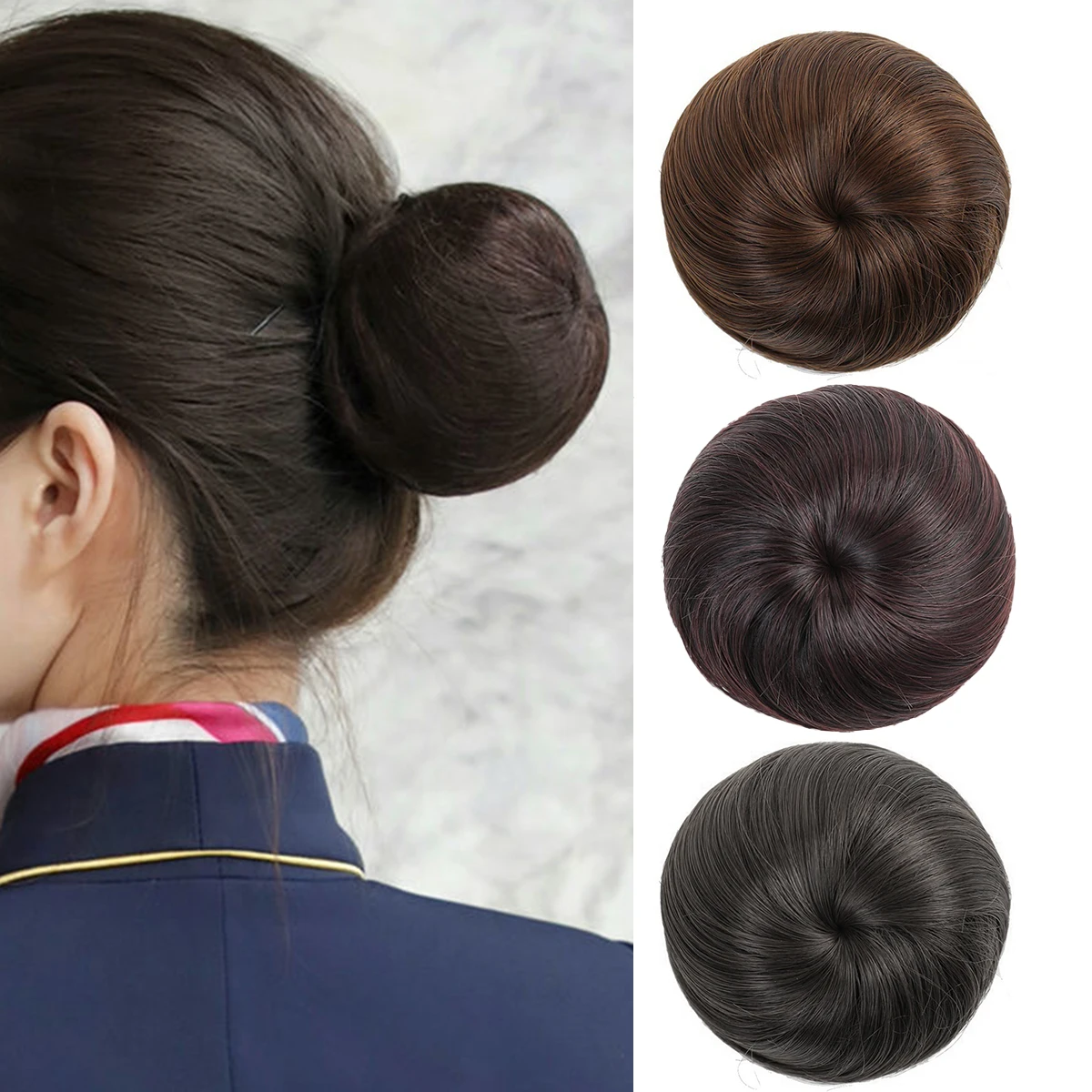 Synthetic Drawstring Bun Small And Natural For Women Ponytail Hair accessories donut Chignon Hair extension