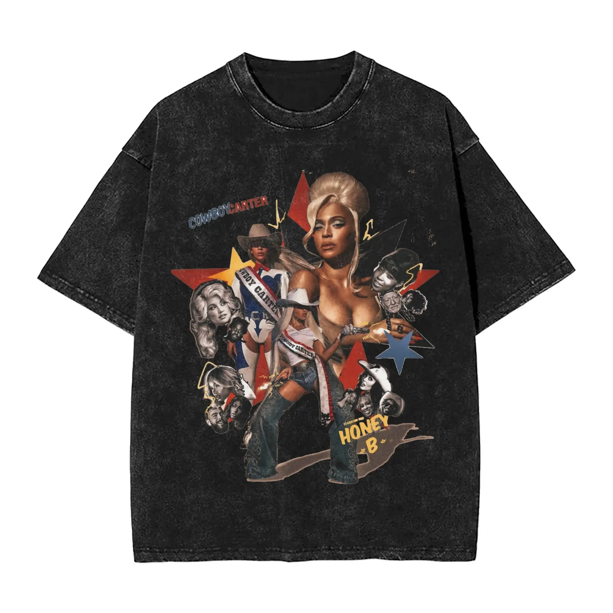 

Cowboy Carter beyonce music queen Washed T Shirts Streetwear Hip Hop Vintage T-Shirts Tee Shirt Men Women Cotton Harajuku