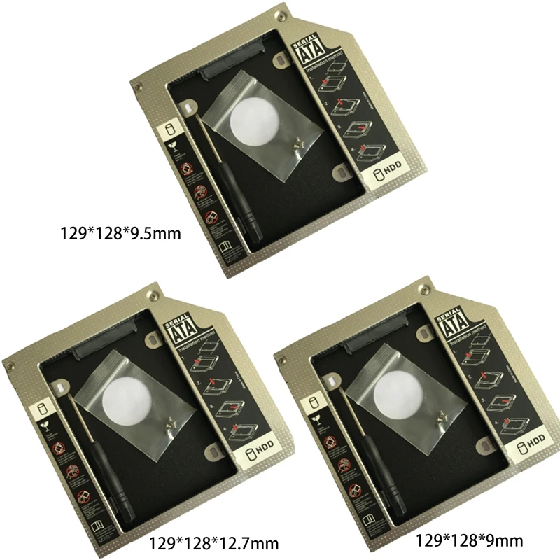 Laptop 1 pz con azionamento ottico integrato Ssd meccanico da 2.5 pollici staffa di trasmissione a stato solido lega di alluminio nero (9.5Mm)