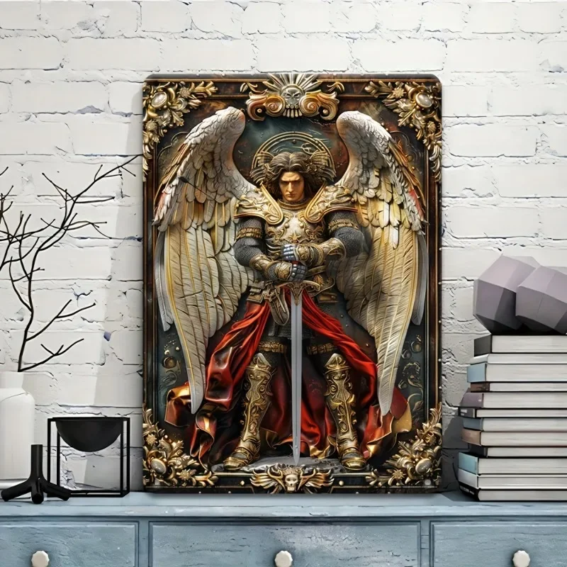 Aluminum Archangel Michael Sign, Vintage Retro Wall Art, Decorative Plaque for Home, Office, Cafe, Bar, Garage, 8X12 in/12X18 In