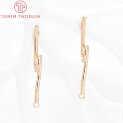 (8863) 6PCS 3.8x43MM 24K Gold Color Brass Irregular Rope Stud Earrings High Quality Diy Jewelry Findings Accessories Wholesales