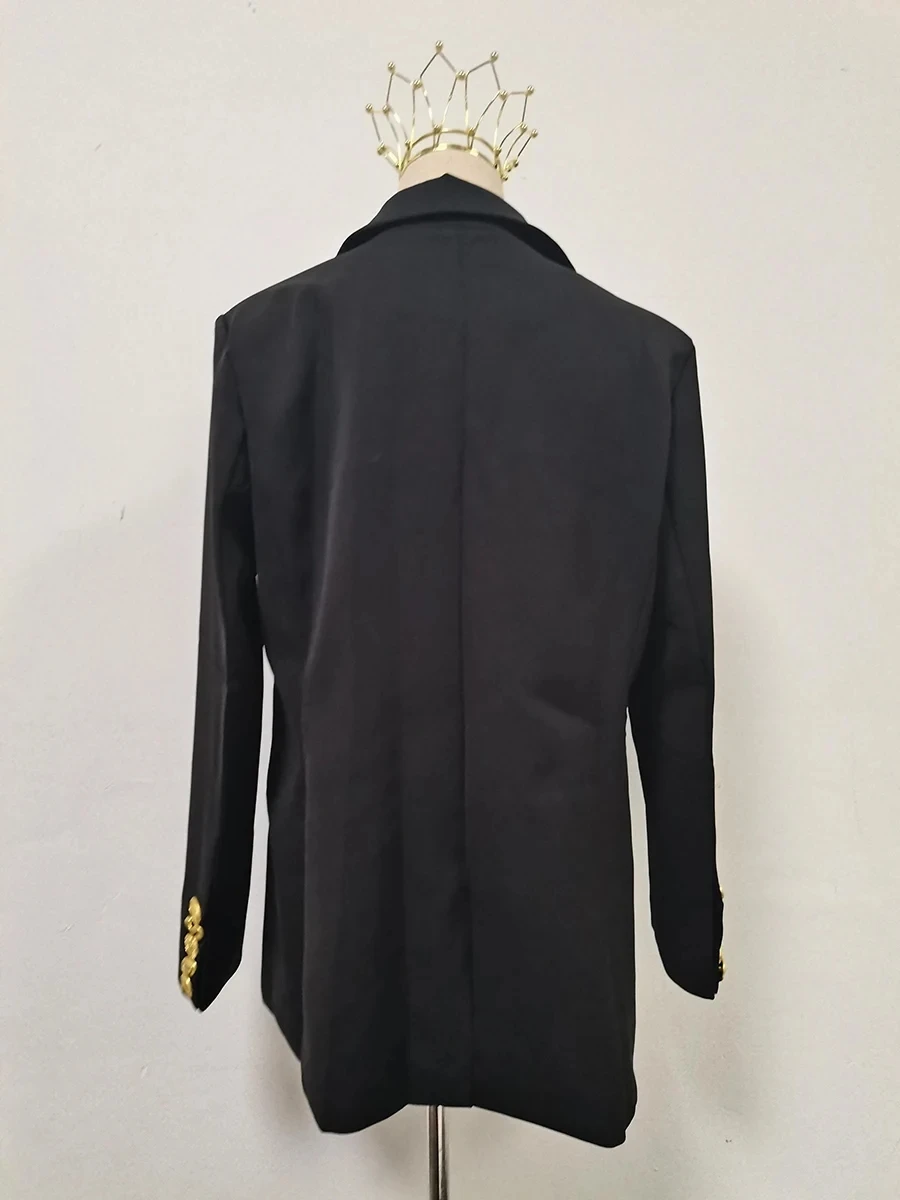 TWOTWINSTYLE سترات فاخرة فضفاضة متينة للنساء مع طية صدر السترة وأكمام طويلة وزر مقسم للخريف سترات نسائية جديدة KJA549940