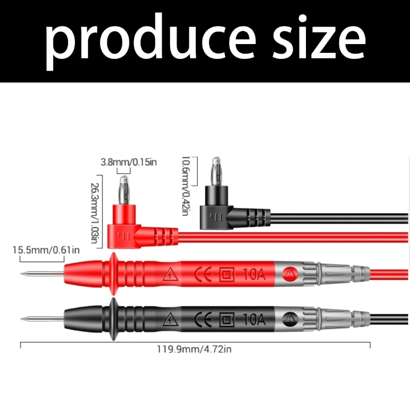 1000V 10A Wire Pen Cable Test Leads Current Voltmeter Tester Digital Multimeter Probe Wire Electric Test Probe Needle A2BB