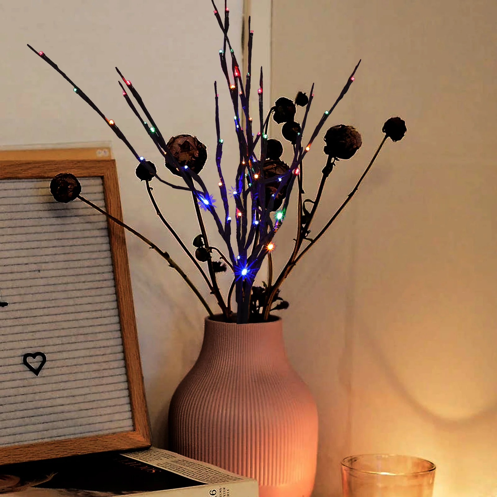 3 Piezas de Luces LED Decorativas con Forma de Rama, Lámpara de Noche para Dormitorio, Ramas LED Cálidas, Lámpara de Rama Alimentada