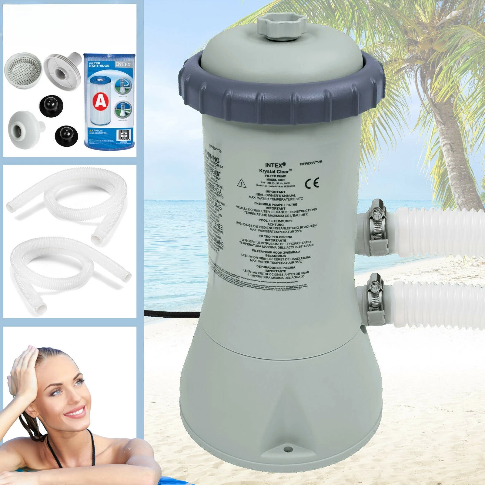 

Фильтр для большого бассейна, циркуляционный насос, фильтр-насос, фильтр-очиститель воды, 1000 галлонов