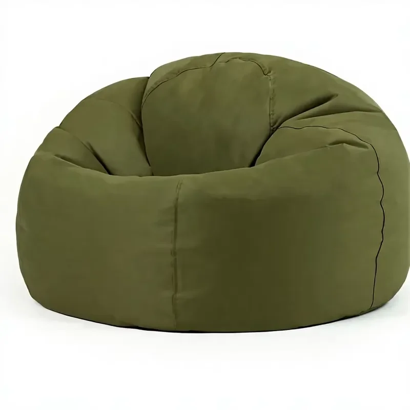 Gaming Bean Bag Chair Khaki Woven Polyester Waterproof Polystyrene Filled Single Seat Lightweight Portable