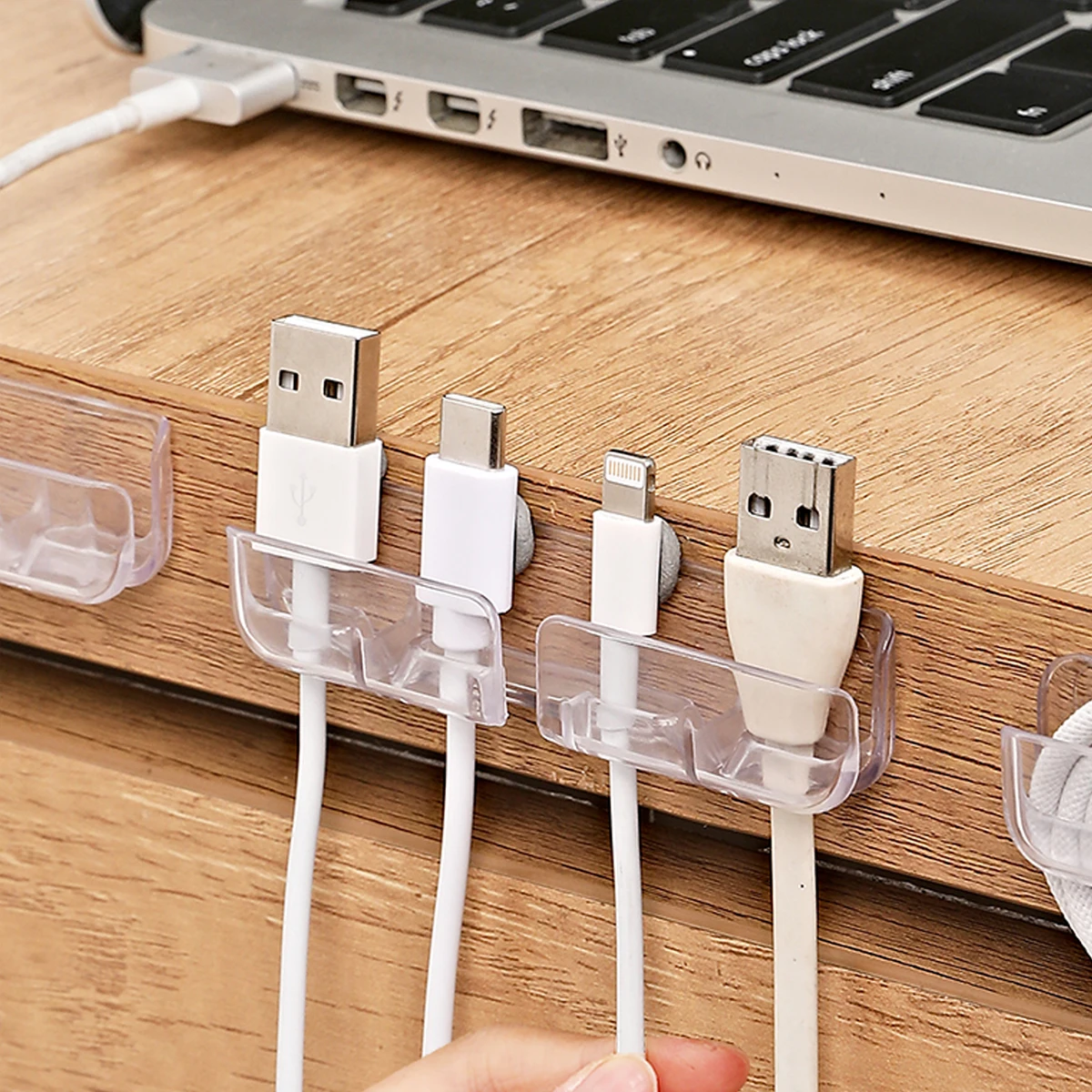 

3pcs Clear Cable Organizer, Desktop Cable Winder, Earphone Cable Tidy Tool