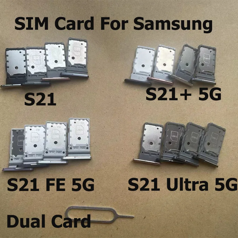 New For Samsung Galaxy S21 Plus FE Ultra 4G 5G Sim Card Tray Slot Holder Socket Adapter Connector Repair Parts