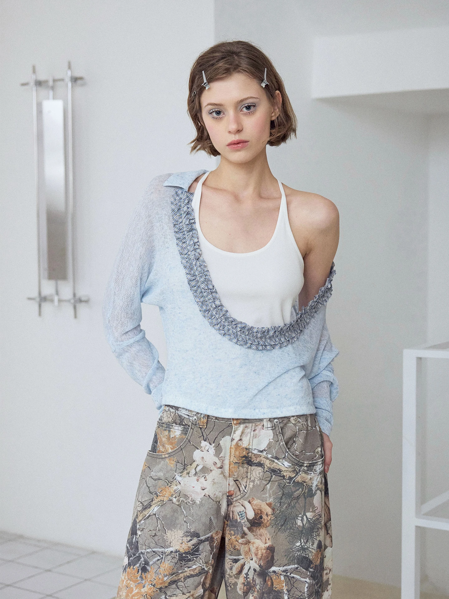 

Льняная футболка с длинным рукавом Wil для женщин, с кружевным воротником и вставками, защита от УФ-излучения, свободный крой, без рукавов, для отдыха