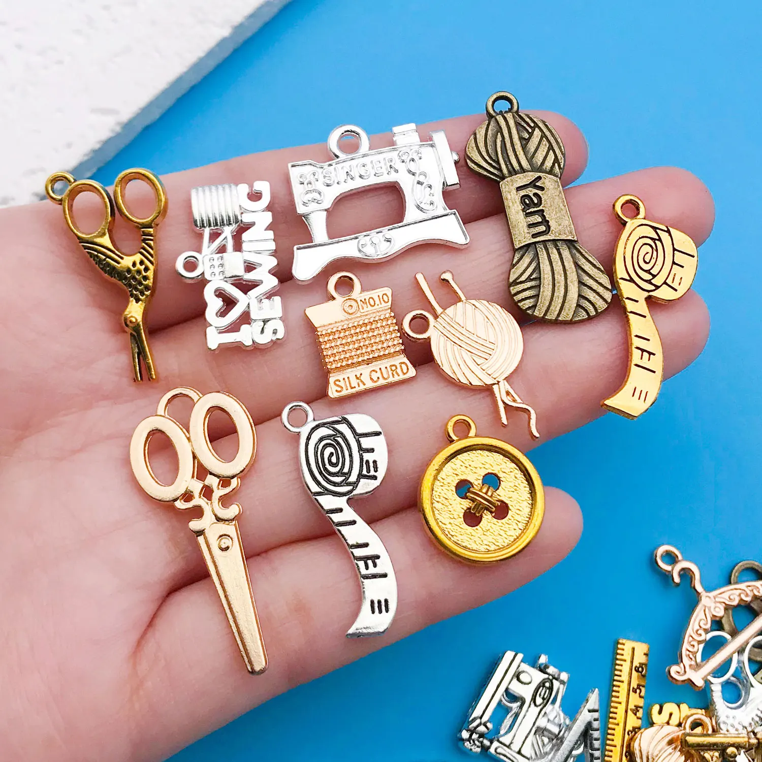 20/100pcs mixed zinc alloy sewing machine series, fashionable jewelry necklace making DIY craft Halloween Christmas accessories
