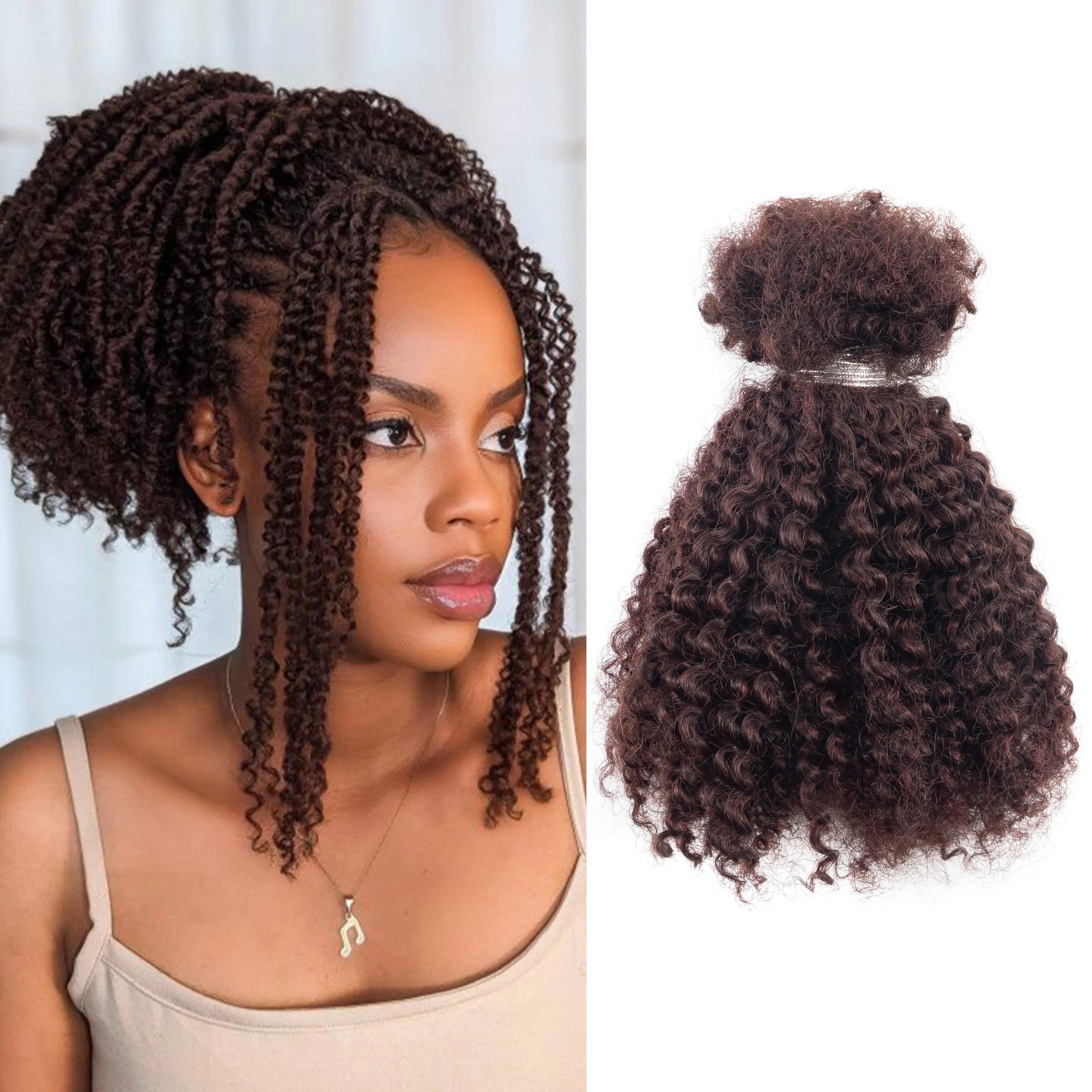 

Оптовая продажа 50 г # Наращивание волос 99J, 100% натуральные человеческие волосы, двойной слой, афро-кудрявые волосы для плетения, твистов и локов