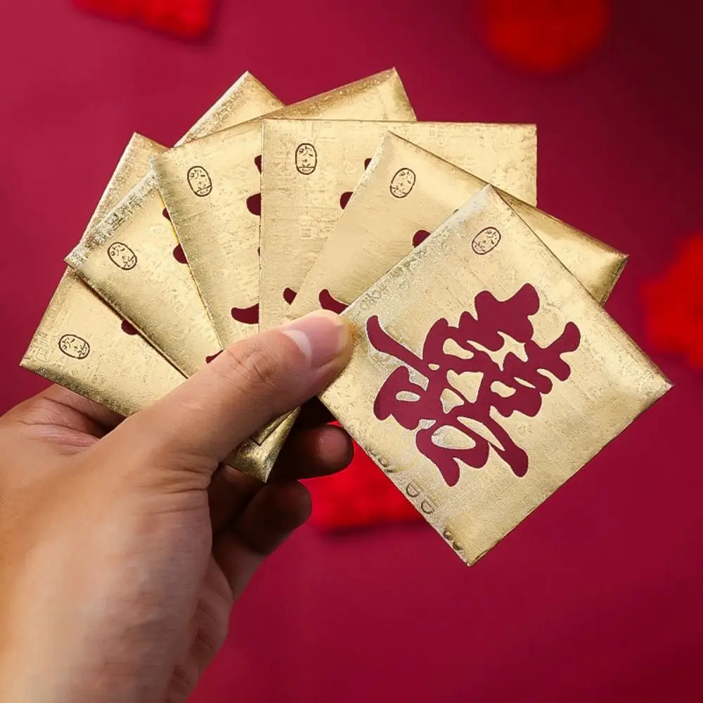 50Pcs Blessing Words Wedding Red Packet Traditional Paper Door-blocking Red Envelopes Auspicious Chinese Happy Bag