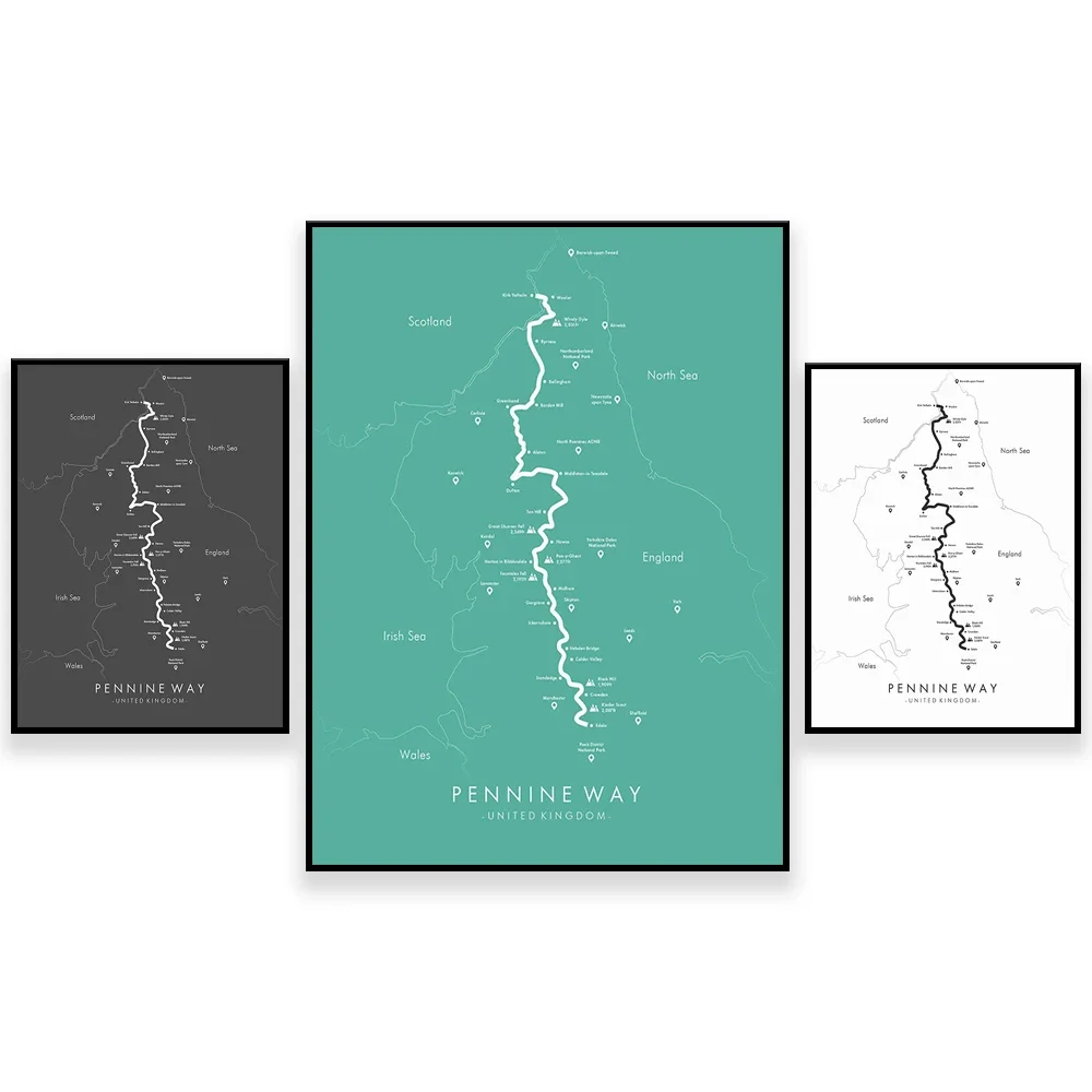 Pennine Way Poster | Pennine Way Route Map, UK Hiking Wall Art, Northern England Hiking, Relive Your Adventures, Trail Map Art