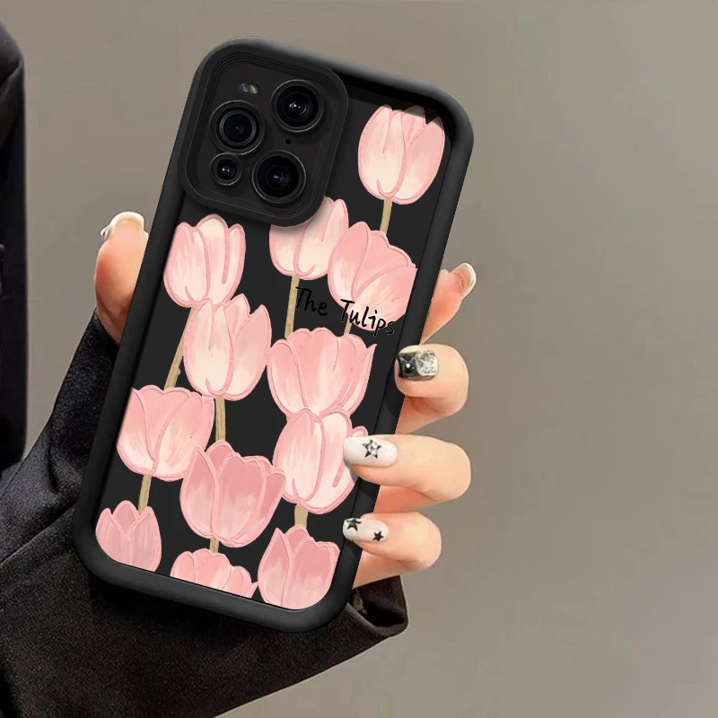 Phone Case For Motorola Moto Edge 40 Neo 50 60 Fusion E40 E32 E14 E13 G85 G84 G75 G60 G54 G53 G52 G05 Soft Silicone Tulip Cover