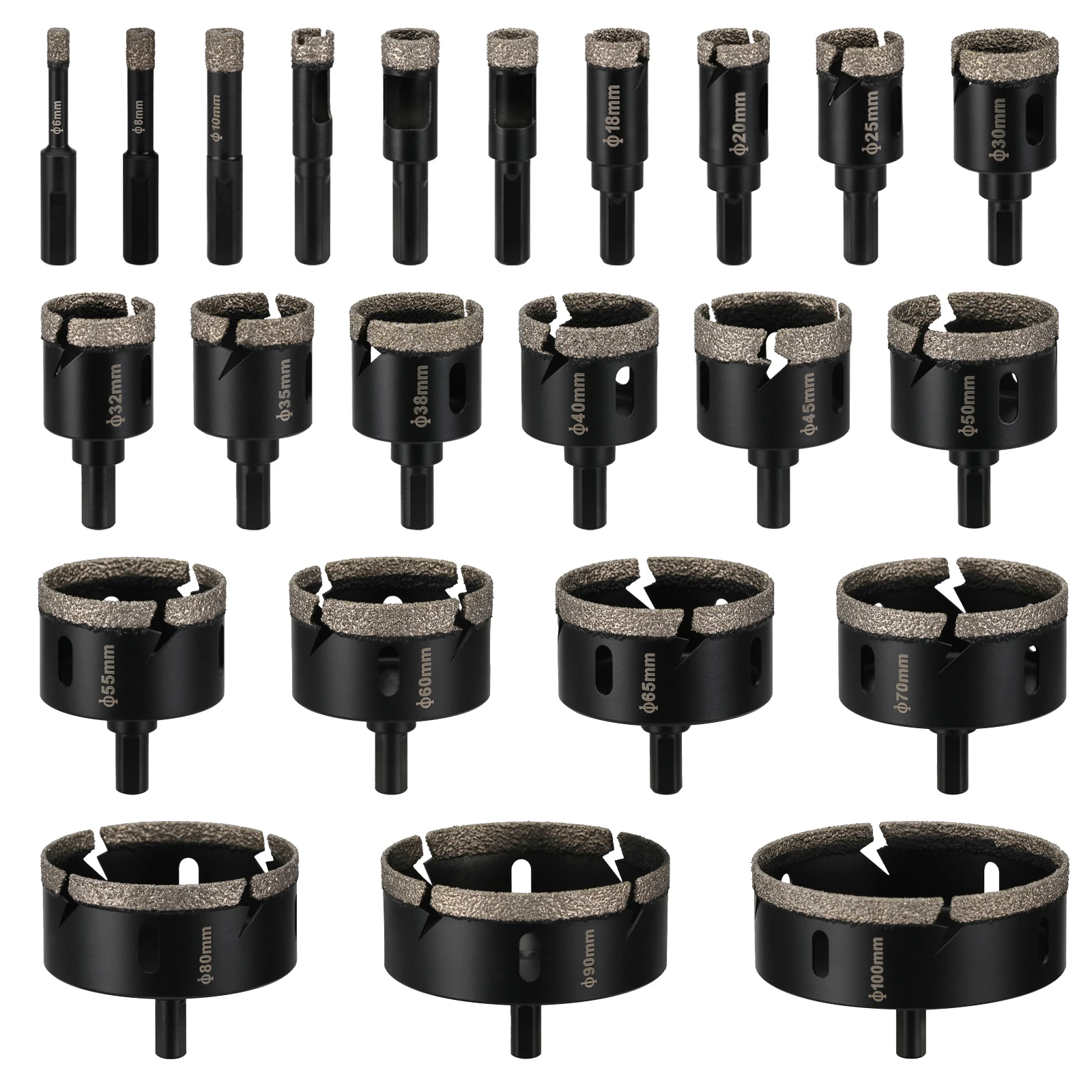 

1 шт. Алмазные сверла для сухого сверления 6-100 мм с треугольным хвостовиком для плитки, мрамора, стекла, гранита