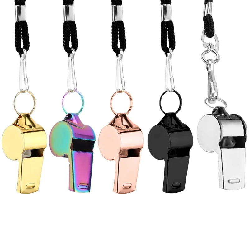 Outdoor Survival Whistle High Quality Stainless Steel Black Rose Golden Whistle Hanging Neck Sports Whistle Lifeguard Whistle