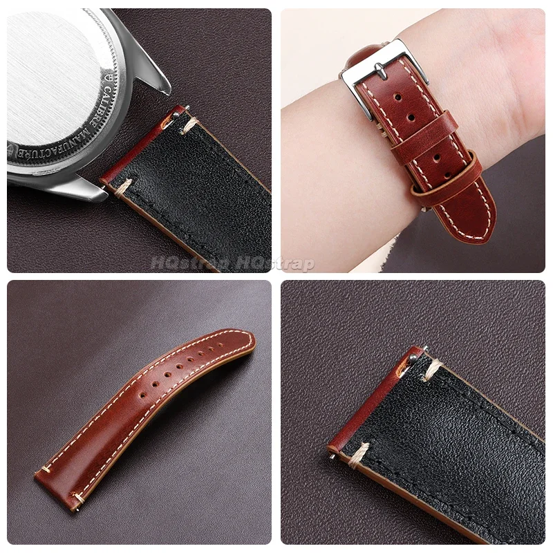 Rindslederarmband 20mm 22mm 24mm Uhrenarmband für Rolex für Seiko Braceler Universal Quick Release Sport Wasserdichtes Armband