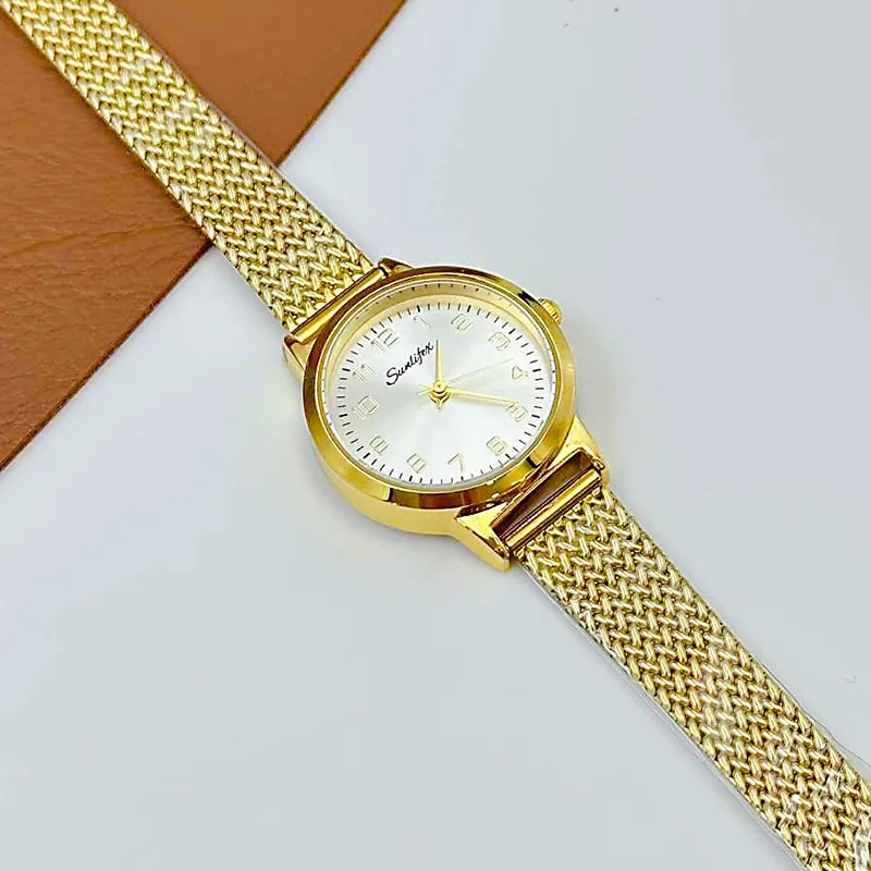 

Elegant Women'S Wristwatch Round Digital Women'S Watch With Small Dial, Stylish And Simple Mesh Strap, A Perfect Gift For Women.